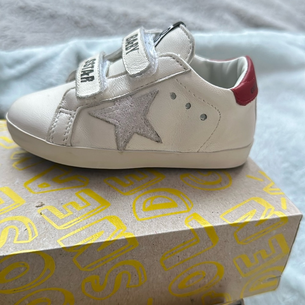 Golden goose infant sneakers size 18  red and white good condition worn twice